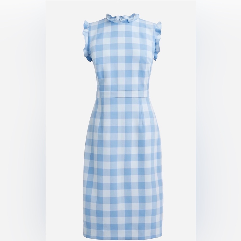 J. Crew Ruffle-trim Gingham Sheath Dress Size 18
